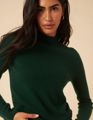 Forest Green Cashmere Funnel Neck Jumper