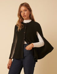 Black Ribbed Cape Cardigan