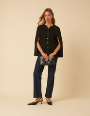 Black Ribbed Cape Cardigan