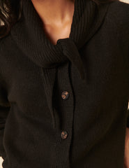 Black Scarf Neck Cardigan