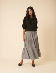 Black Scarf Neck Cardigan