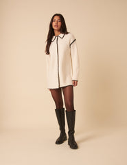 White Whipstitch Longline Cardigan