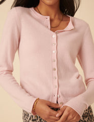 Light Pink Cashmere Crew Neck Cardigan
