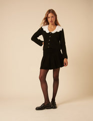 Black Crochet Collar Cardigan