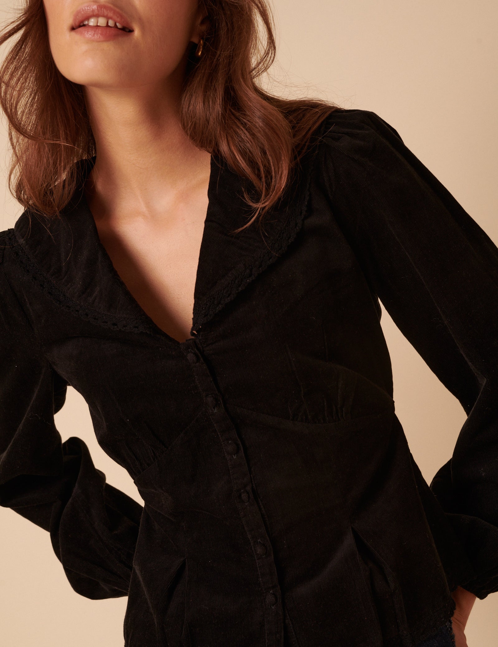 Black Cord Collared Blouse