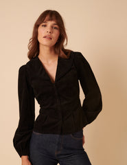 Black Cord Collared Blouse