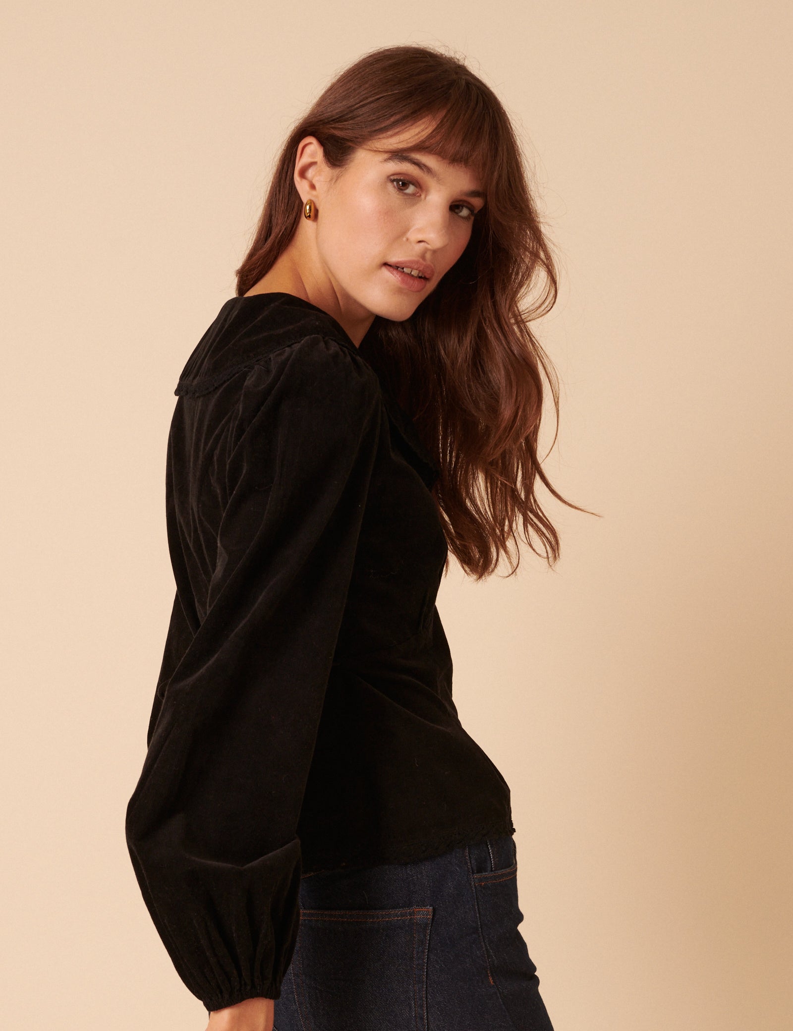 Black Cord Collared Blouse