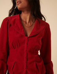 Red Cord Collared Blouse