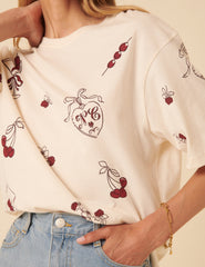 Cream Charm Print Graphic T-Shirt
