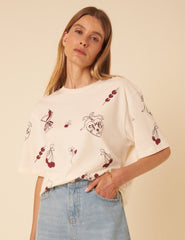 Cream Charm Print Graphic T-Shirt