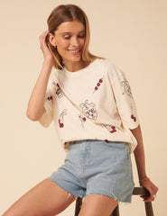Cream Charm Print Graphic T-Shirt