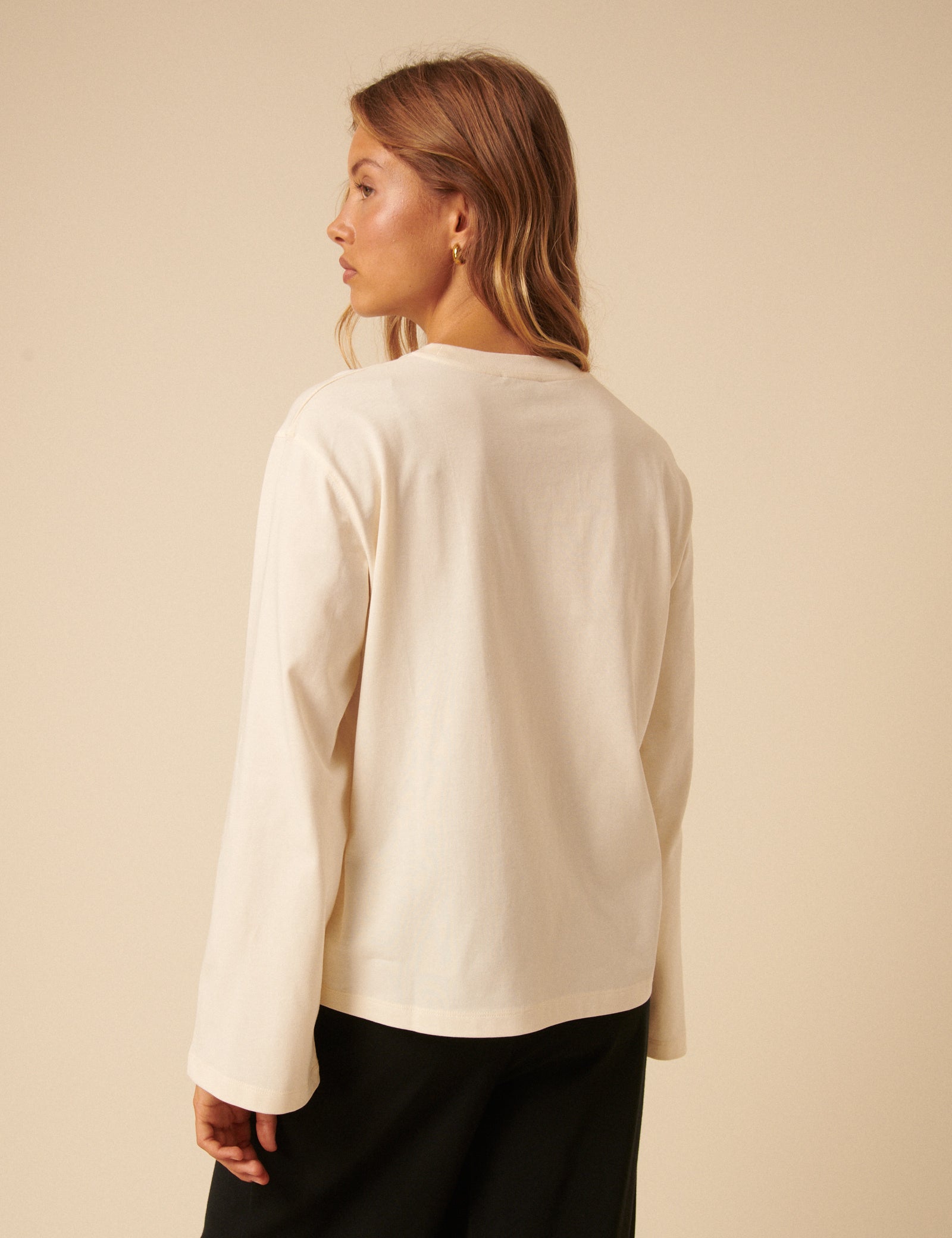 White Wide Long Sleeve Heart T-Shirt