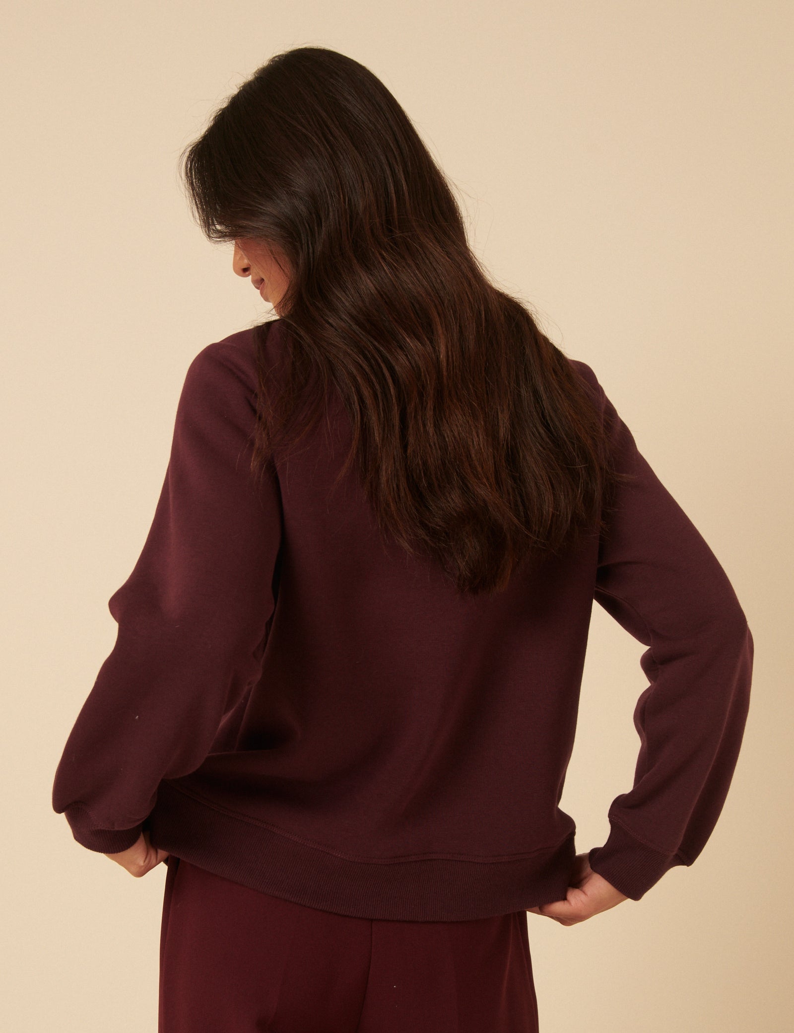 Burgundy Heart Embroidered Sweatshirt