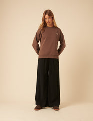 Brown Bow Embroidered Sweatshirt