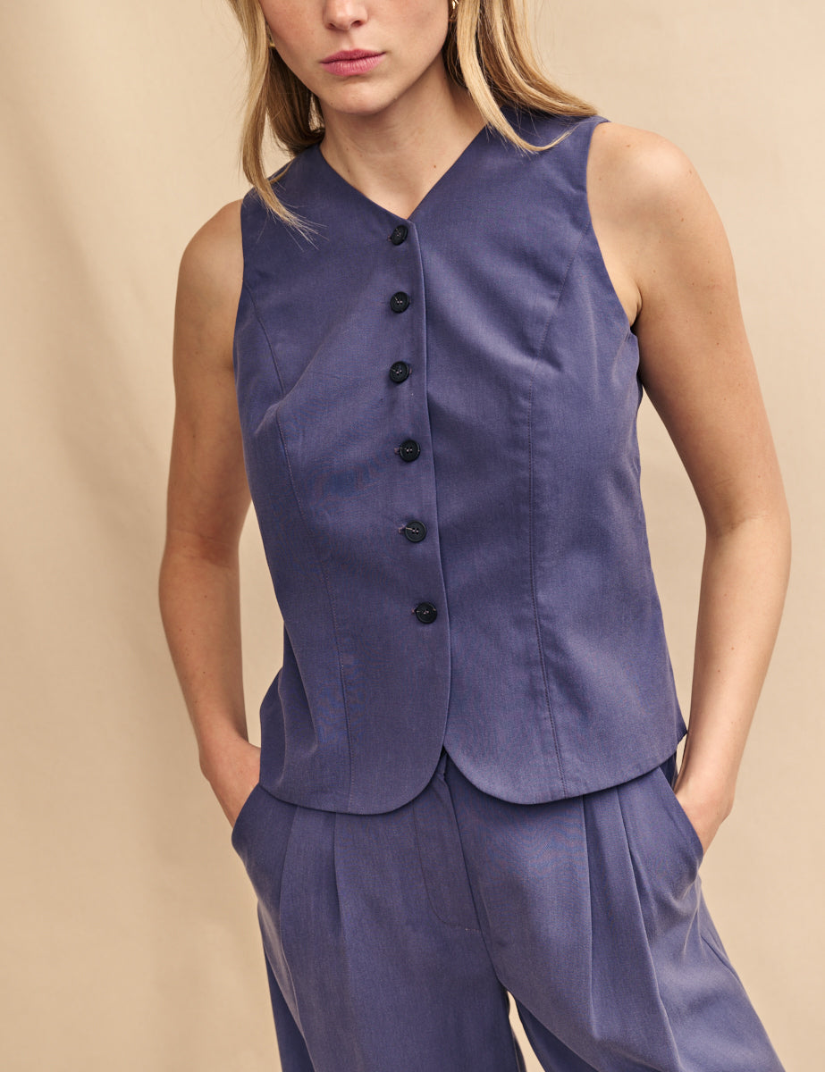 Blue Tailored Waistcoat