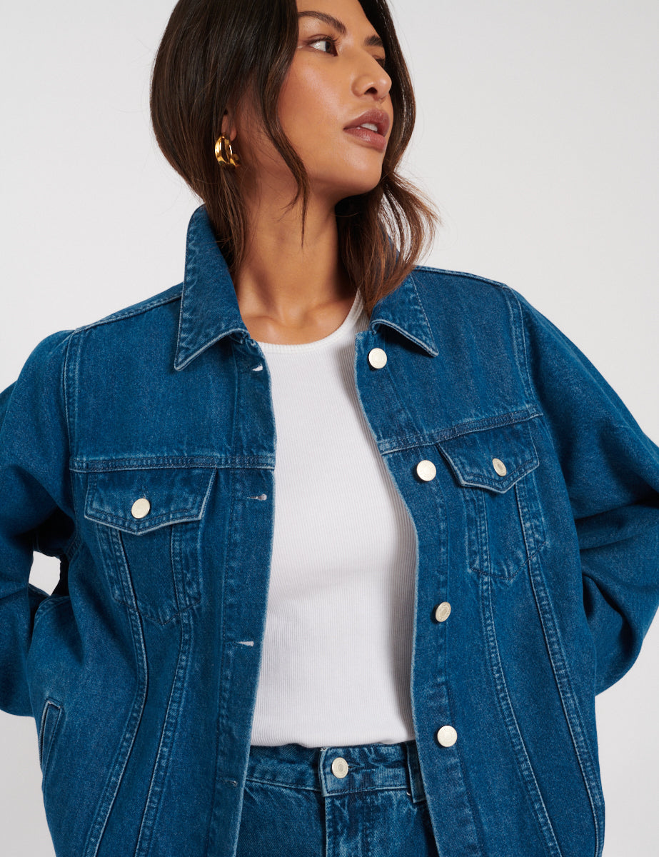 Mid Wash Denim Oversized Jacket