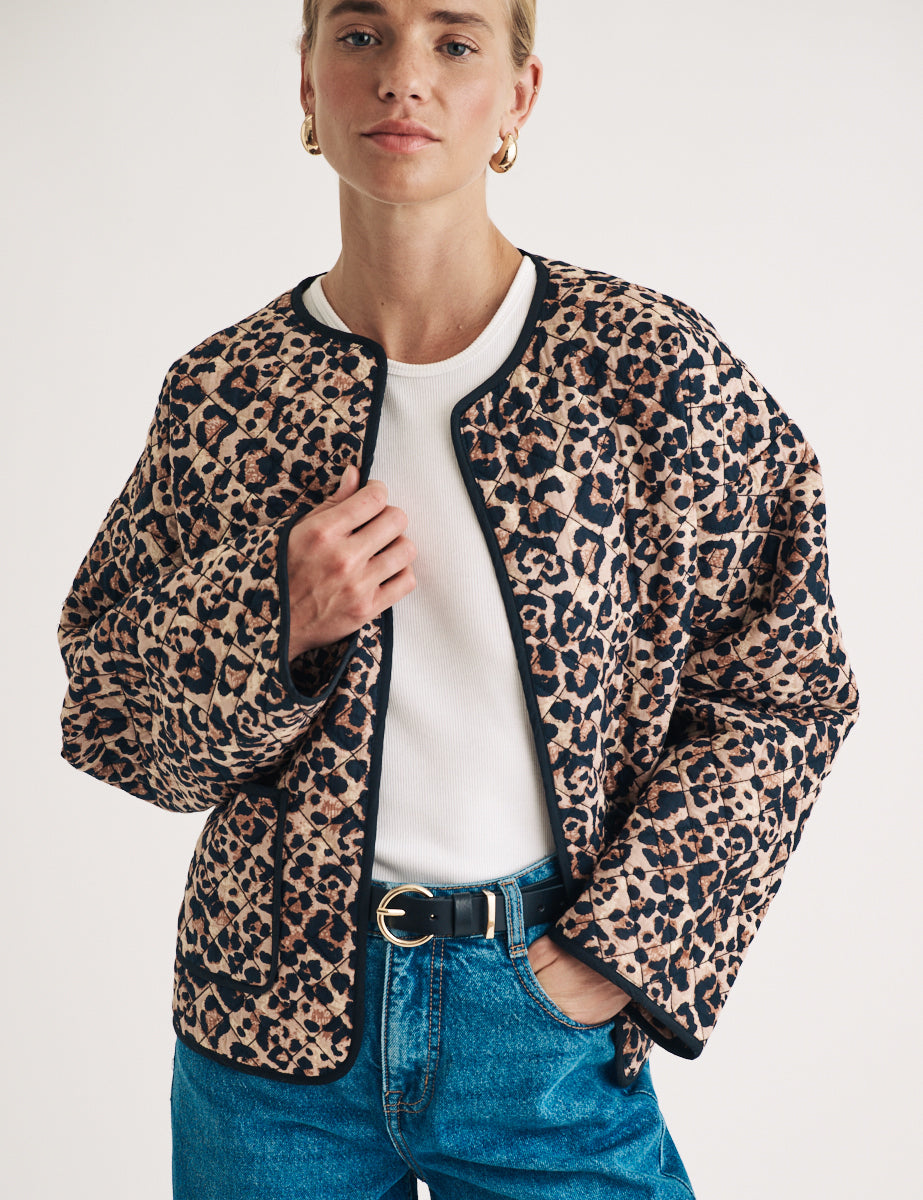 Leopard Print Quilted Jacket