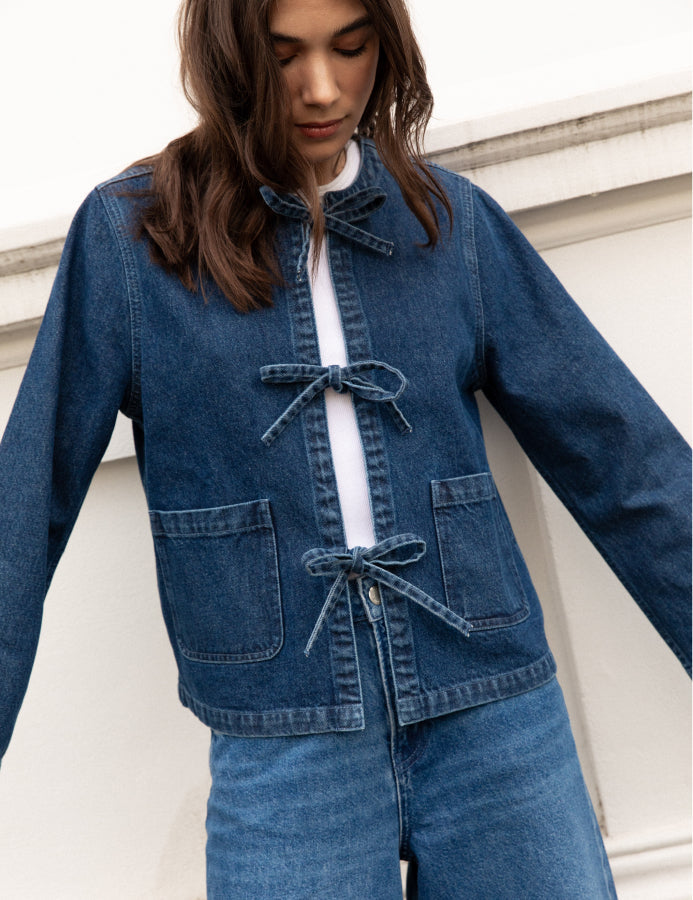 Dark Denim Tie Front Arlington Jacket