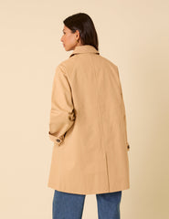 Camel Single Breasted Cropped Trench Coat