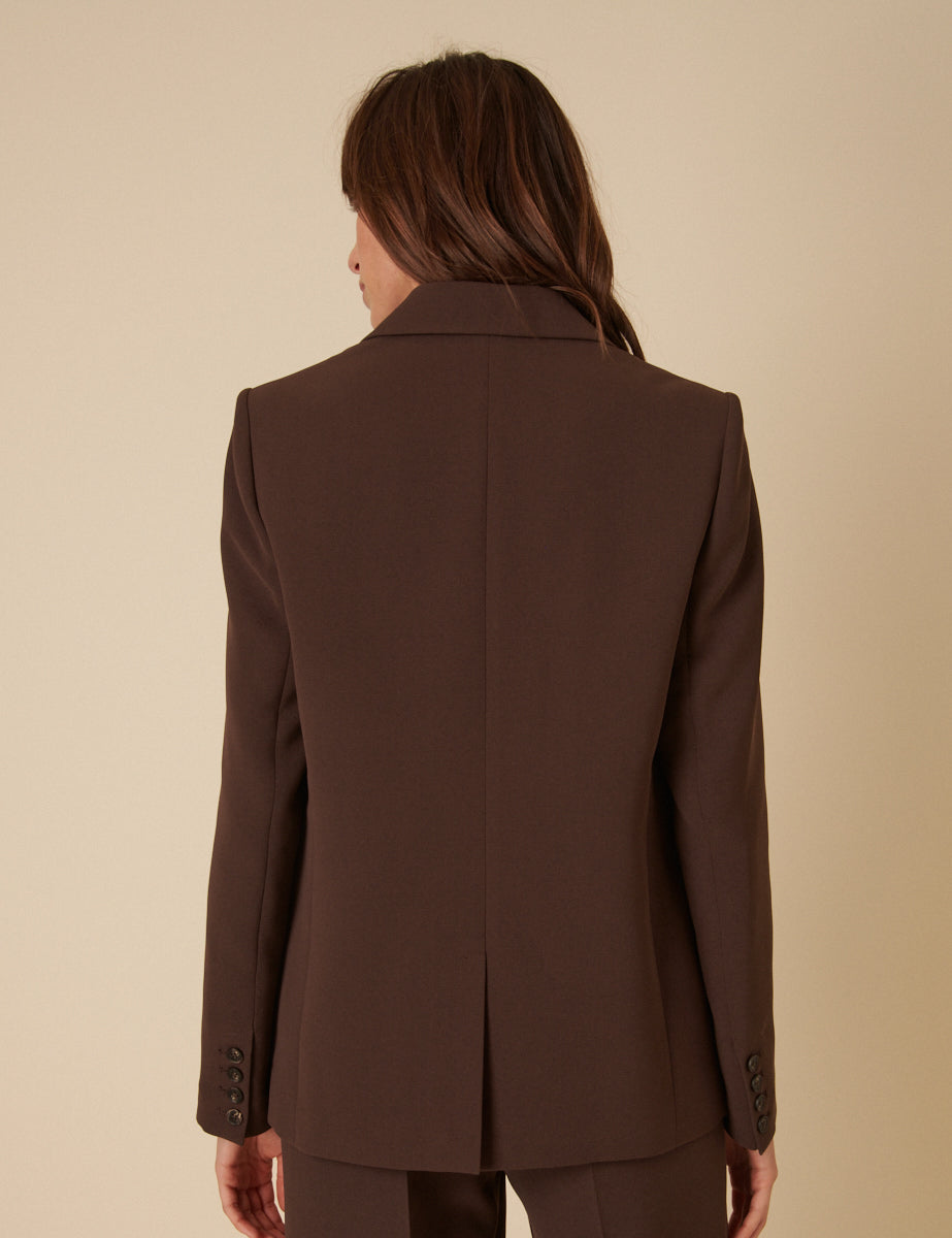 Chocolate Brown Double Breasted Relaxed Blazer