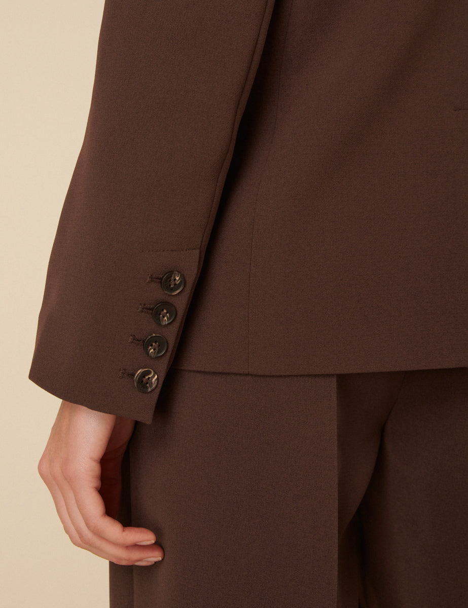 Chocolate Brown Double Breasted Relaxed Blazer