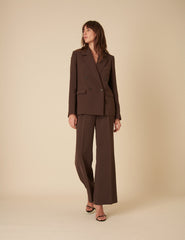 Chocolate Brown Double Breasted Relaxed Blazer