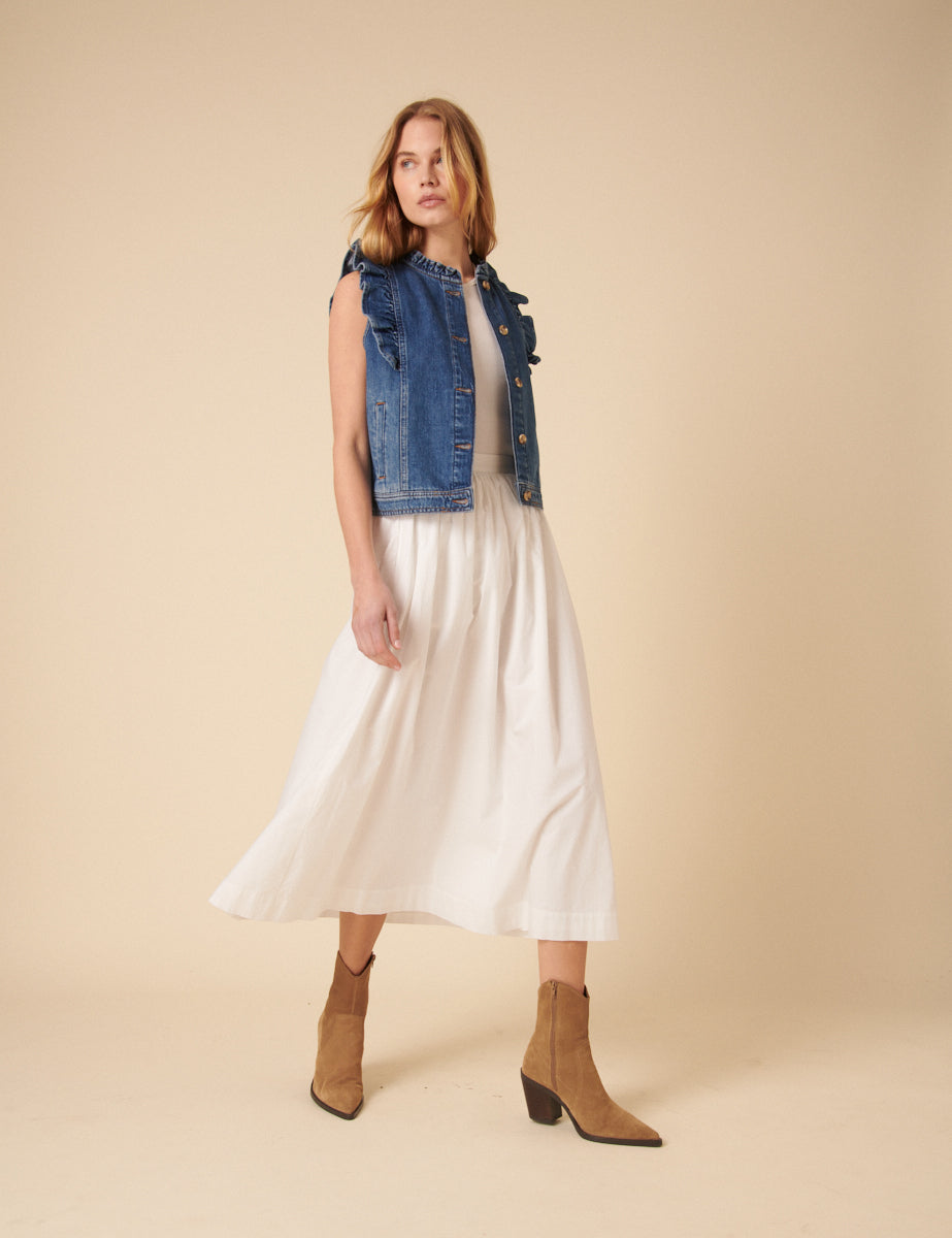 Blue Denim Frill Waistcoat