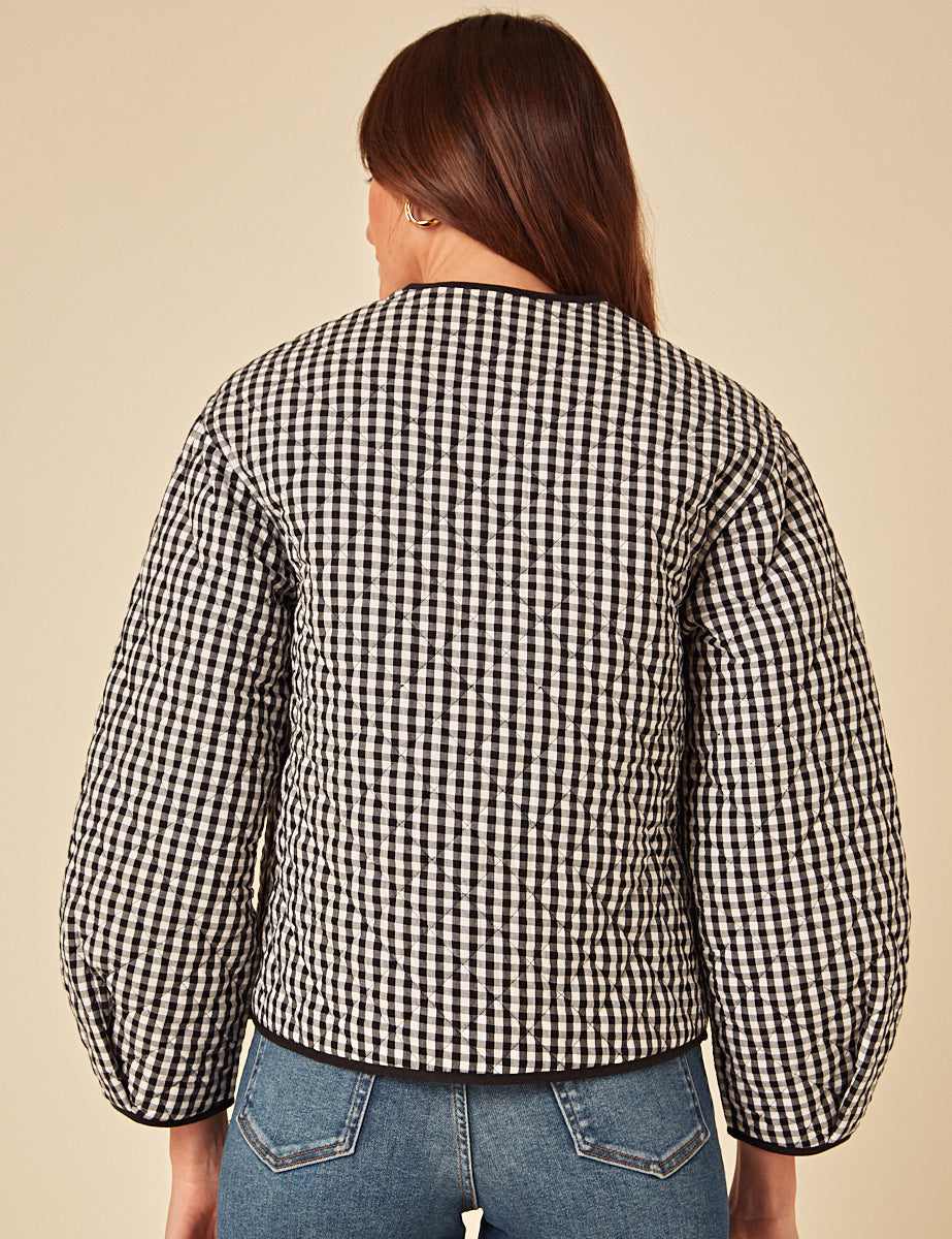 Black Gingham Reversible Quilted Jacket