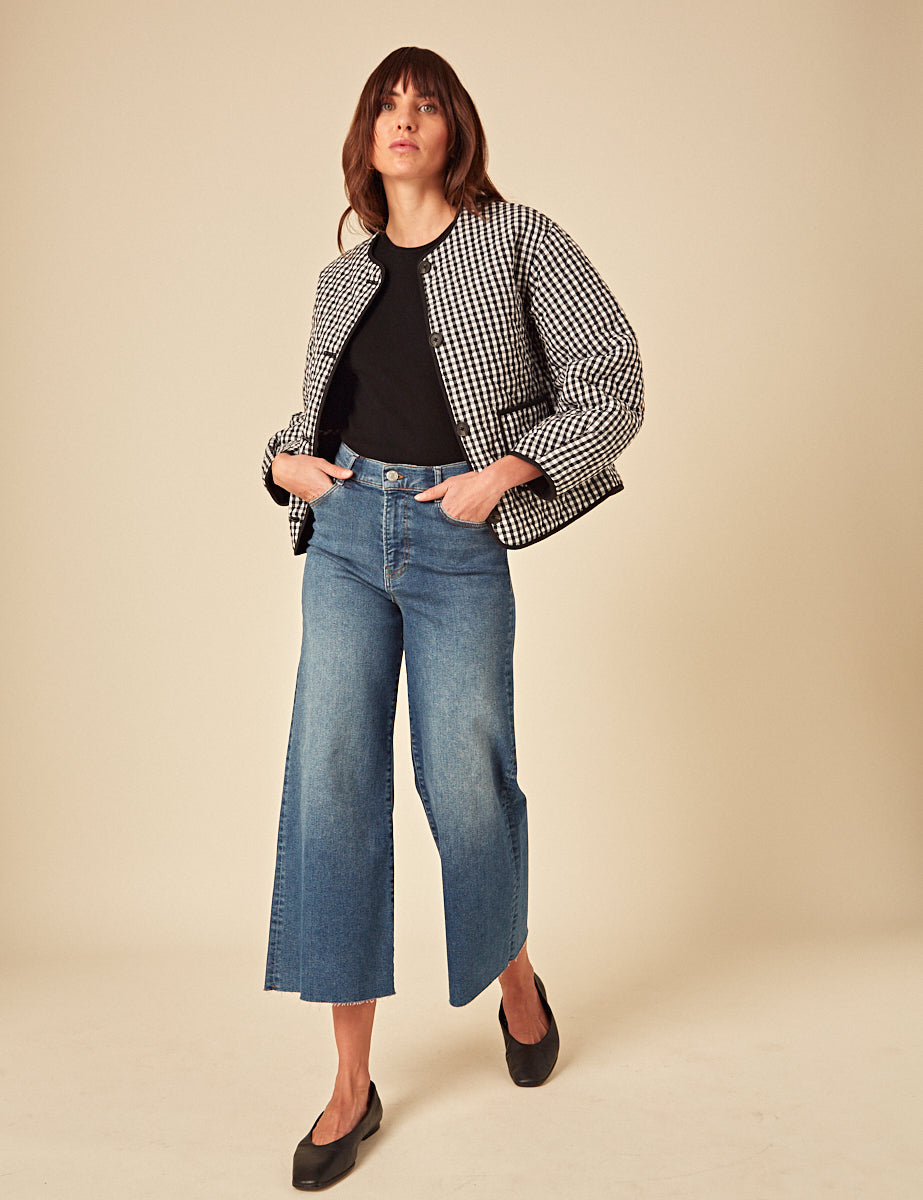 Black Gingham Reversible Quilted Jacket