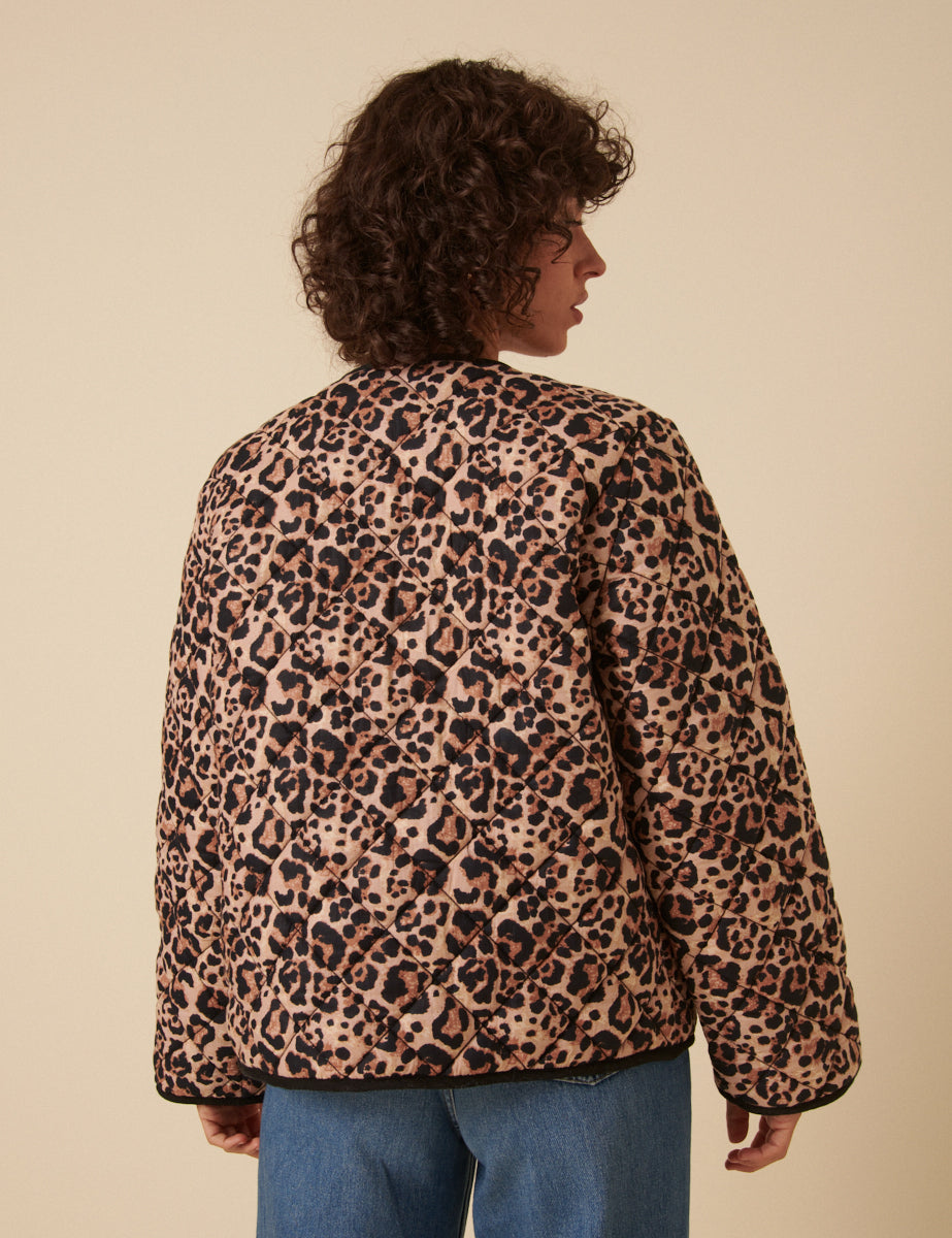 Leopard Print Quilted Jacket