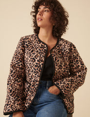 Leopard Print Quilted Jacket