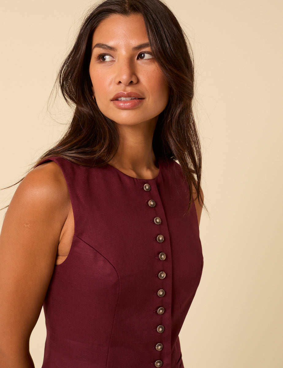Burgundy Longline Waistcoat