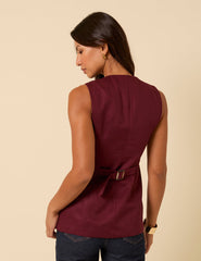 Burgundy Longline Waistcoat