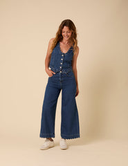 Blue Denim Scallop Trim Waistcoat