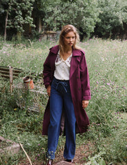 Burgundy Double Breasted Trench Coat
