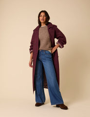 Burgundy Double Breasted Trench Coat