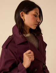 Burgundy Double Breasted Trench Coat