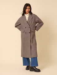 Black And Brown Houndstooth Relaxed Coat