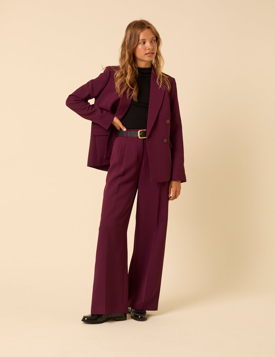 Deep Purple Jax Pleated Tailored Trousers