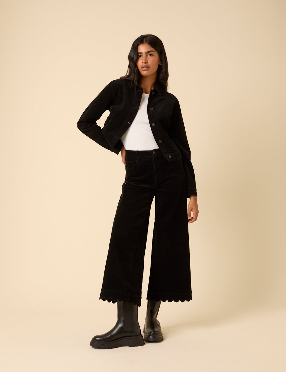 Black Cord Scallop Trim Jacket