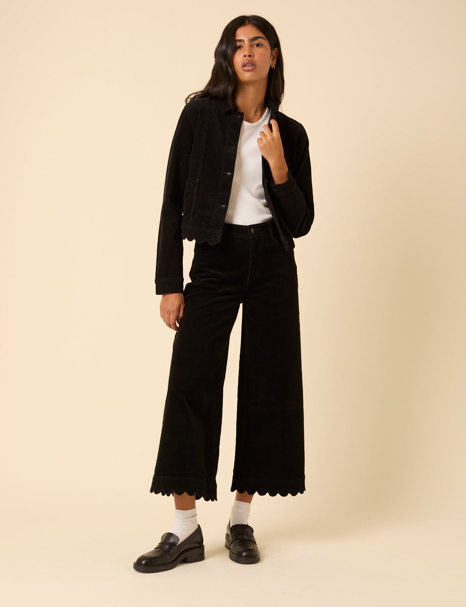 Black Cord Scallop Trim Jacket