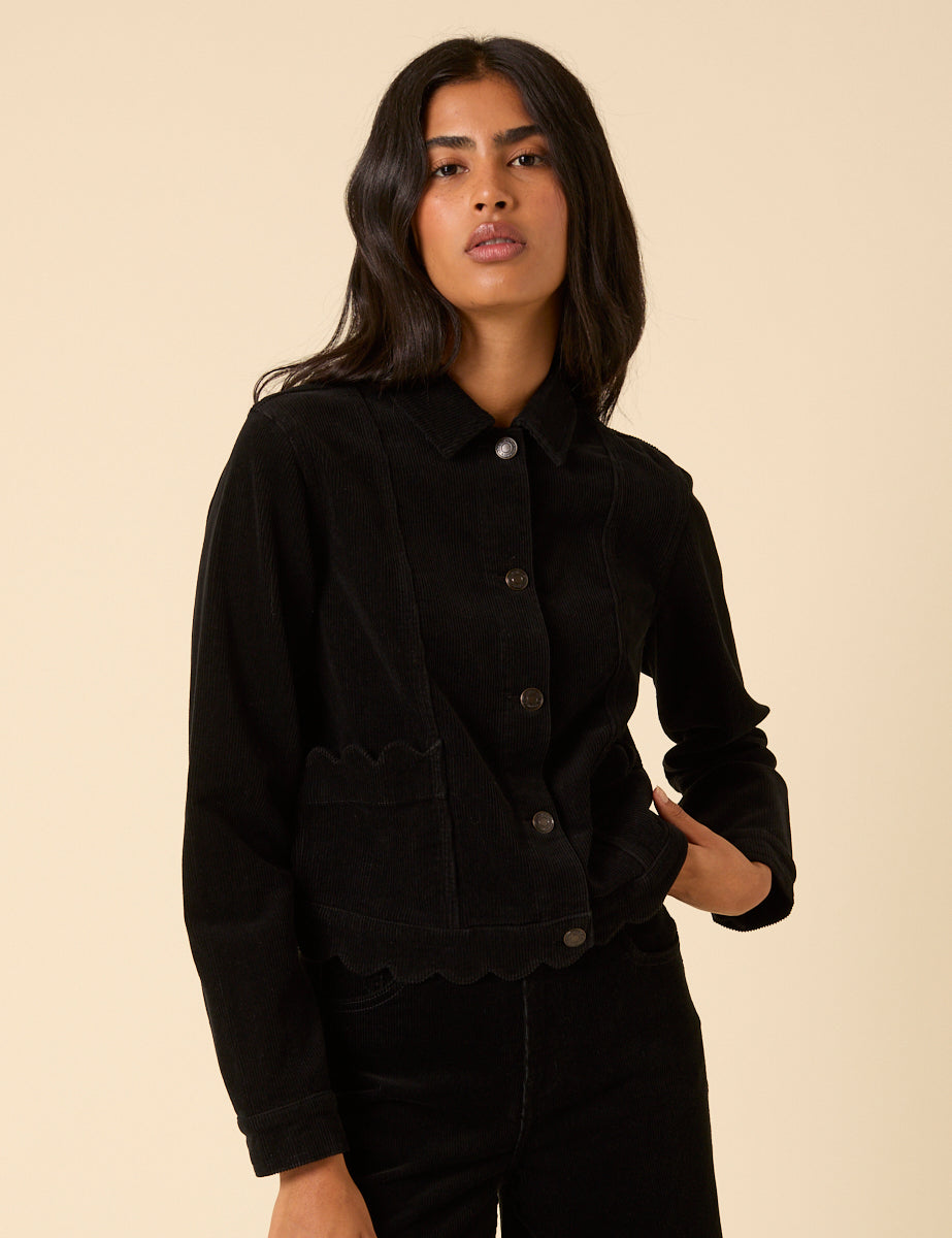 Black Cord Scallop Trim Jacket