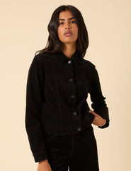 Black Cord Scallop Trim Jacket