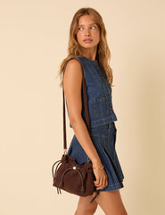 Dark Blue Denim Crew Neck Waistcoat