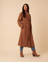 Camel Tie Belt Wrap Coat