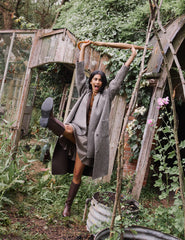 Brown Houndstooth Reversible Scarf Coat