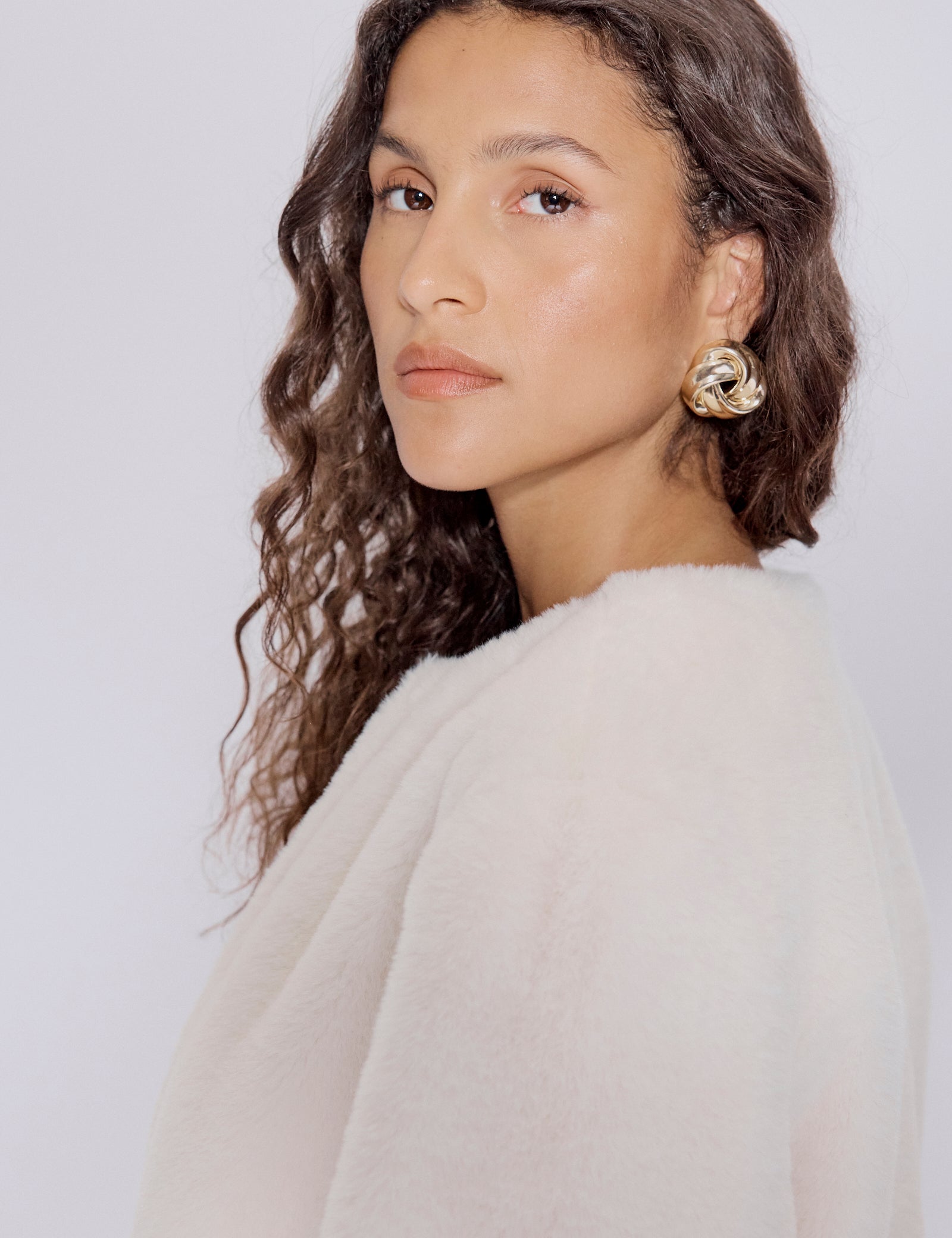 White Faux Fur Cropped Jacket