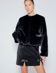Black Faux Fur Cropped Jacket