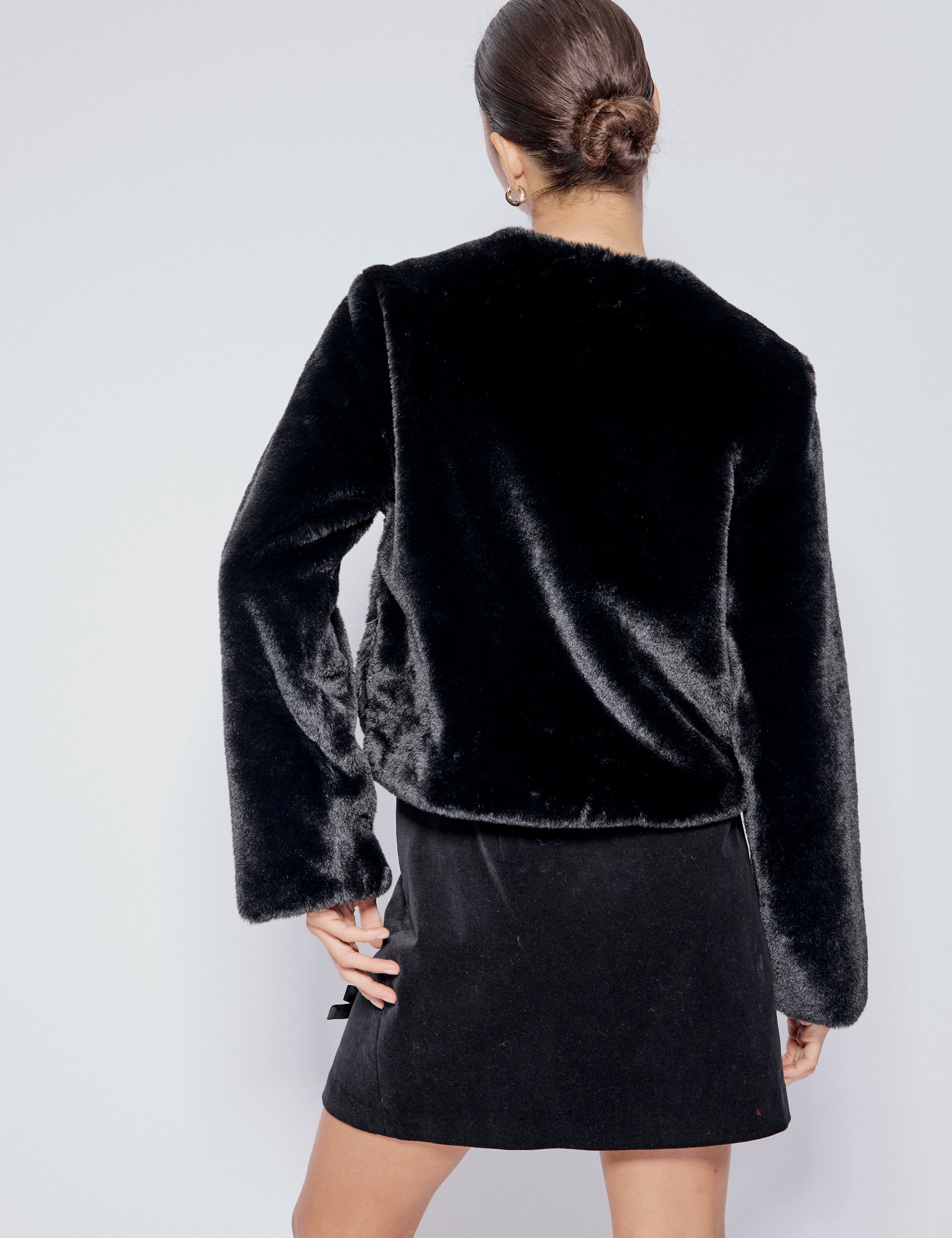 Black Faux Fur Cropped Jacket