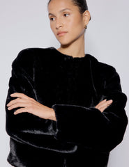 Black Faux Fur Cropped Jacket